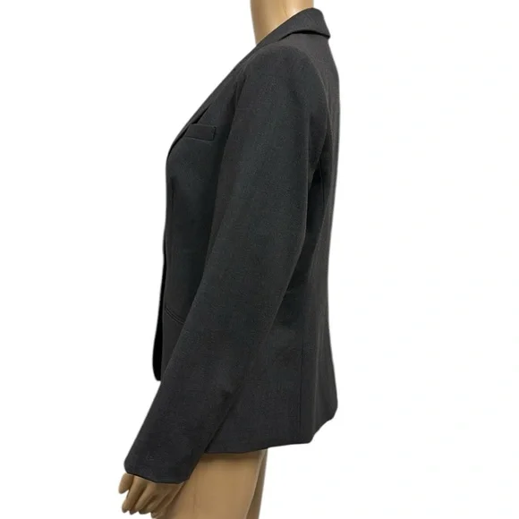 Calvin Klein Dark Gray 1 Button Front Blazer Jacket 3 Faux Pockets Womens 10P - Picture 5 of 13
